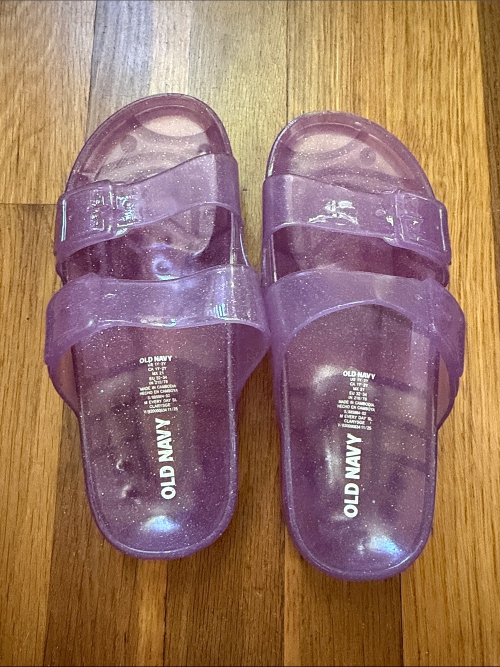 Old Navy Girls' Purple Glitter Jelly Slide Sandals